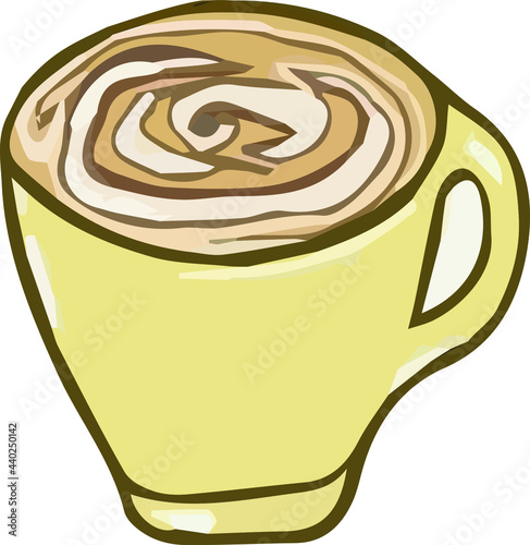 Vector hand drawn colored doodles cups, cappuchino cup