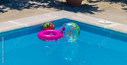 Toys floating in the pool