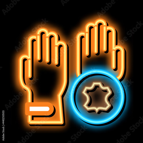 leather gloves neon light sign vector. Glowing bright icon leather gloves sign. transparent symbol illustration