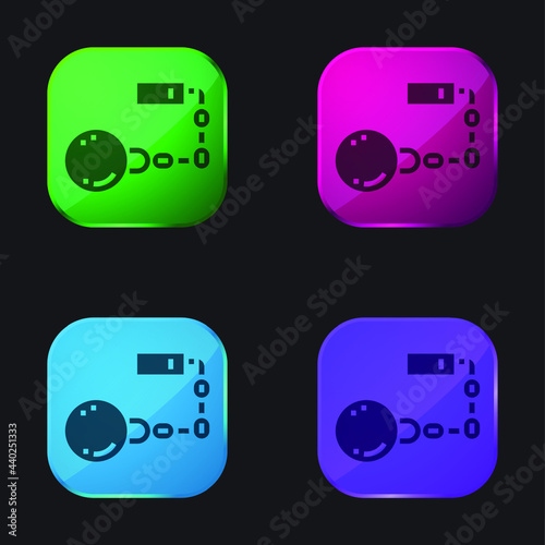 Ball four color glass button icon