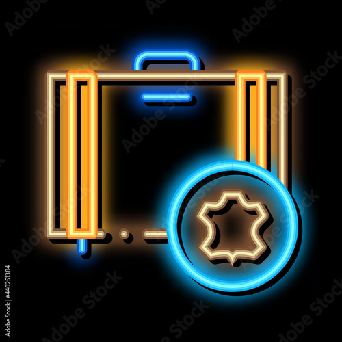 leather luggage neon light sign vector. Glowing bright icon leather luggage sign. transparent symbol illustration
