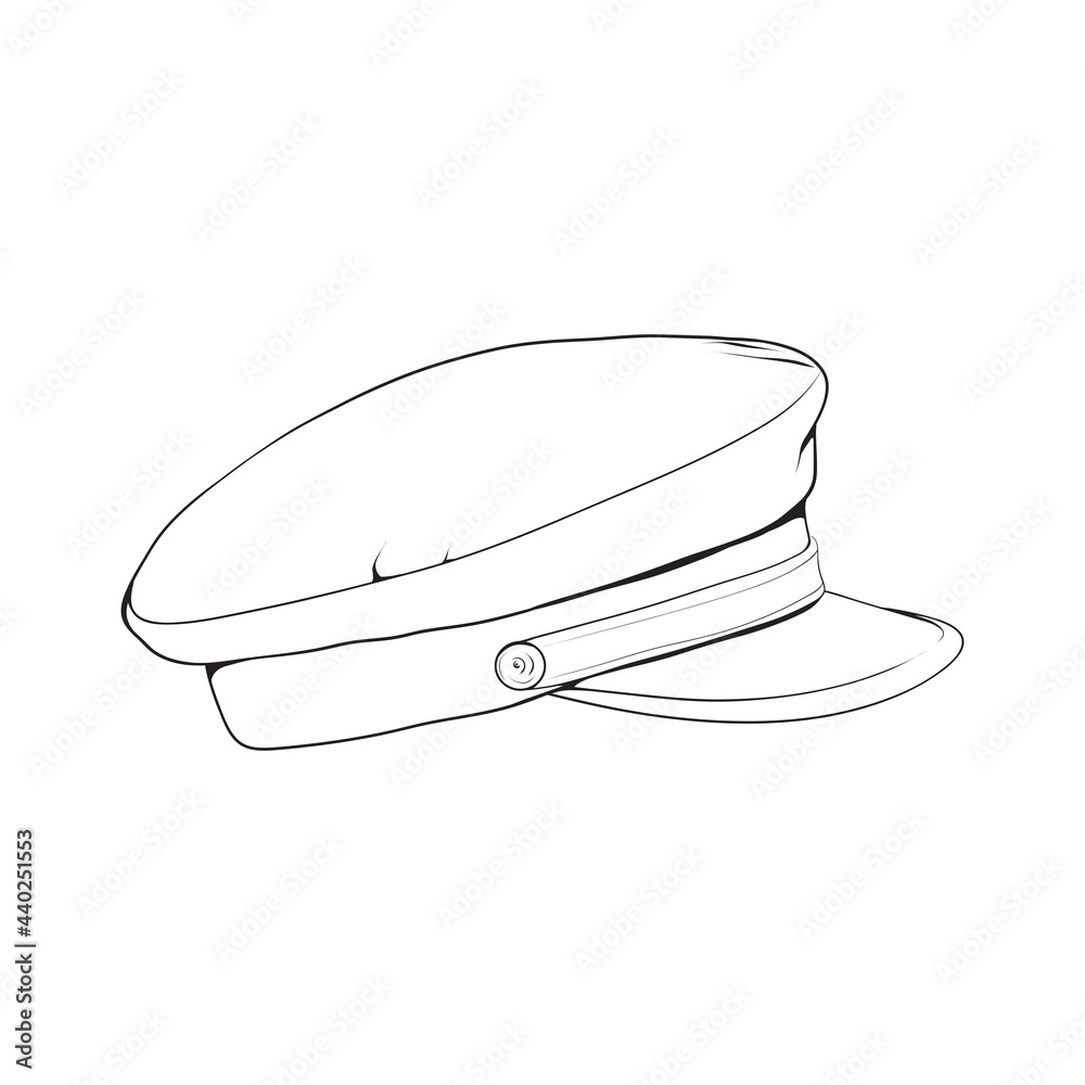 sailor hat outline drawing vector, sailor hat in a sketch style, sailor