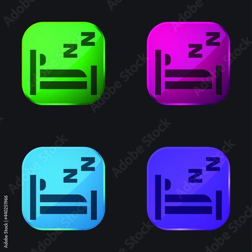 Bed four color glass button icon