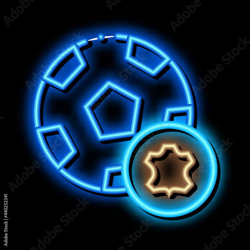 leather soccer ball neon light sign vector. Glowing bright icon leather soccer ball sign. transparent symbol illustration