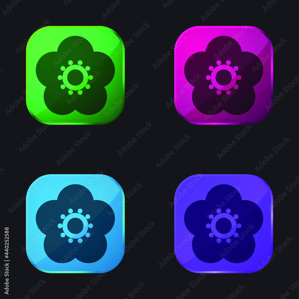 Blossom four color glass button icon Blossom four color glass button icon