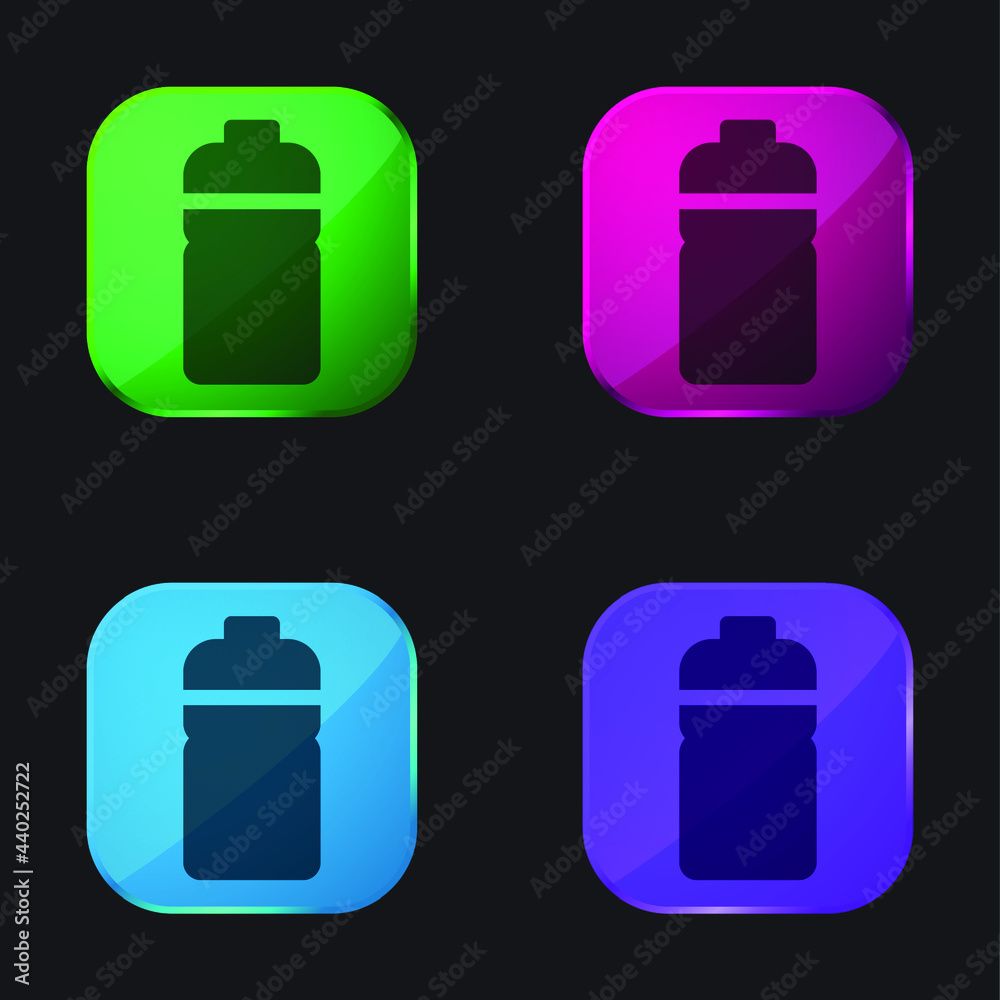Bottle four color glass button icon Bottle four color glass button icon