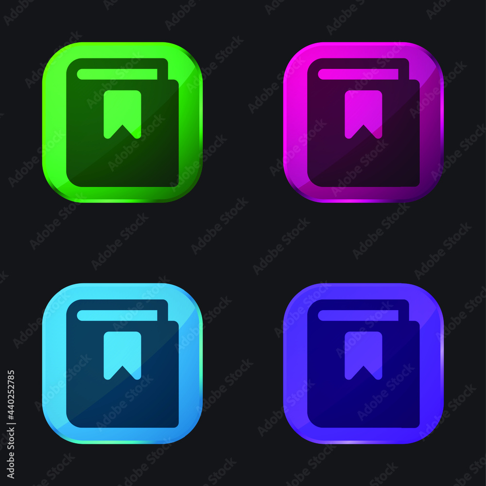 Book four color glass button icon