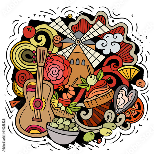 Spain hand drawn cartoon doodle illustration