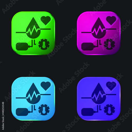 Blood four color glass button icon
