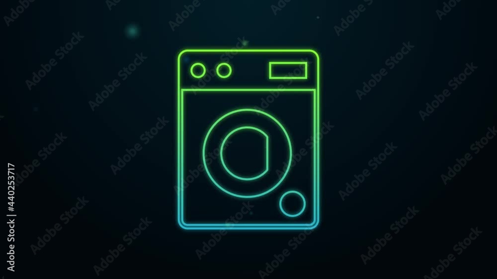 Glowing neon line Washer icon isolated on black background. Washing machine icon. Clothes washer - laundry machine. Home appliance symbol. 4K Video motion graphic animation Glowing neon line Washer icon isolated on black background. Washing machine icon. Clothes washer - laundry machine. Home appliance symbol. 4K Video motion graphic animation