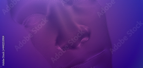 3D human face extruded from dotted pattern. Technology and robotics concept. Anonymous social masking. Cyber crime and security vector illustration.