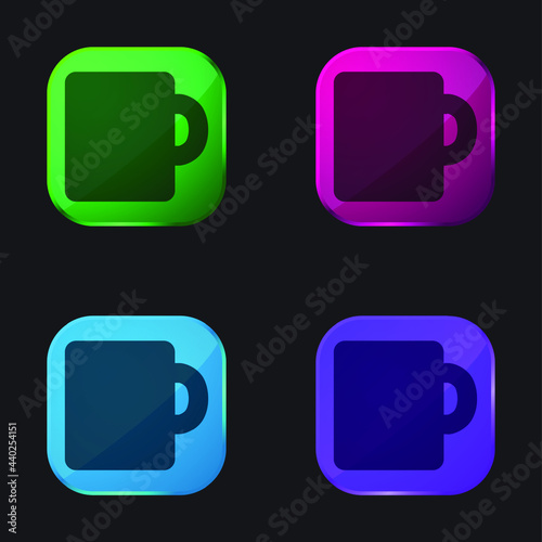Black Mug four color glass button icon