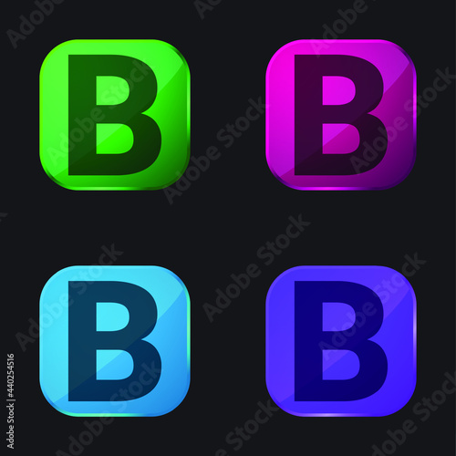 Bold four color glass button icon