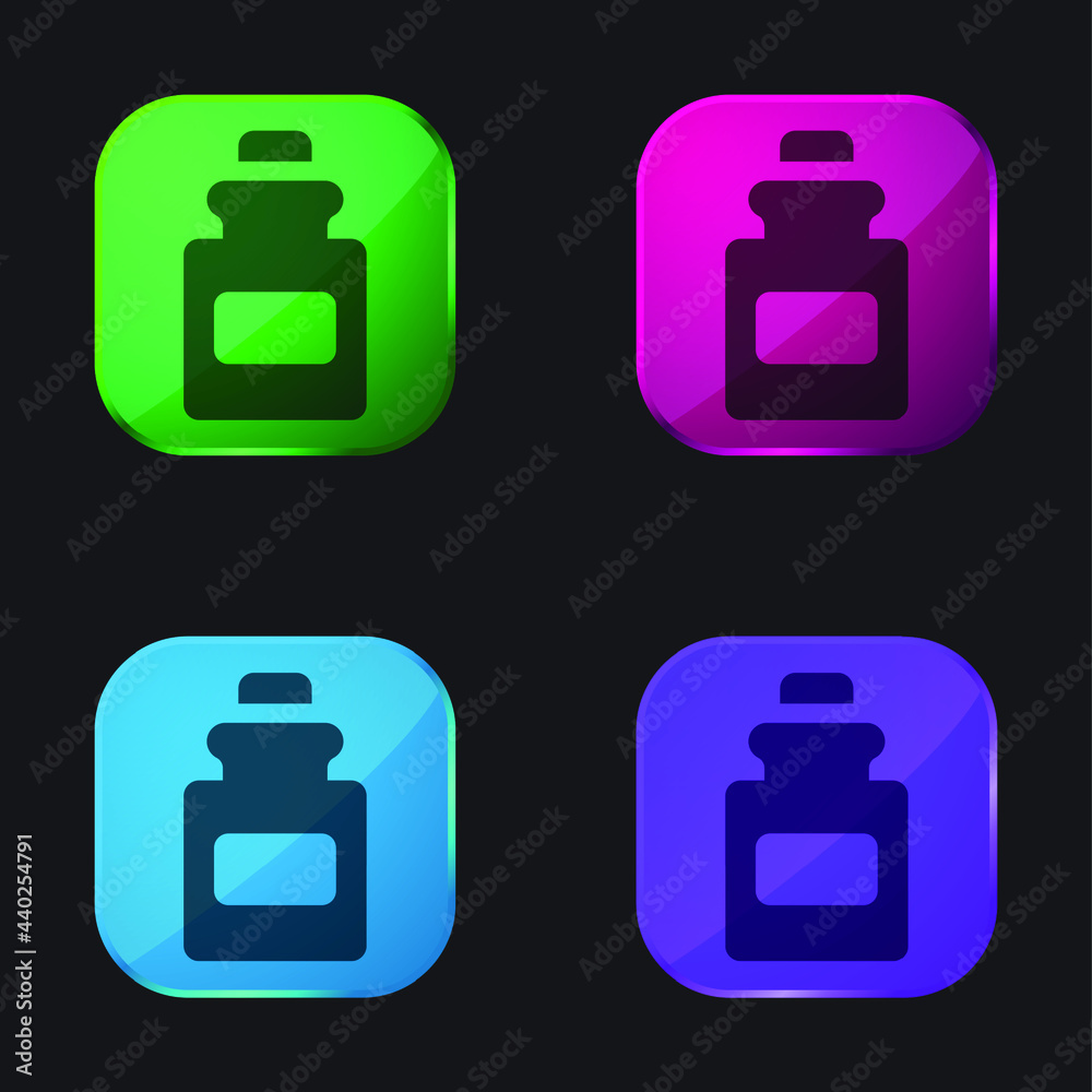 Bottle four color glass button icon Bottle four color glass button icon