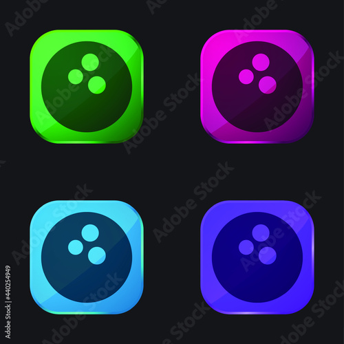 Bowling Ball four color glass button icon