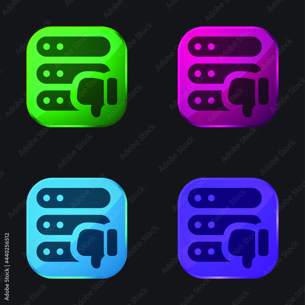 Bad Review four color glass button icon Bad Review four color glass button icon