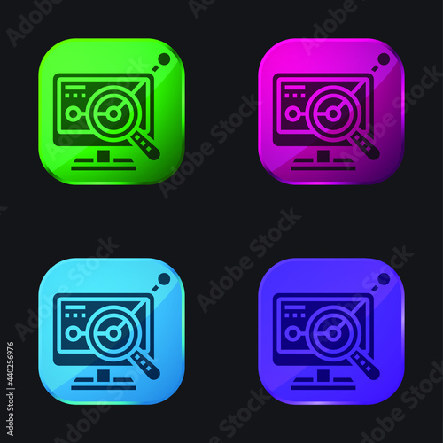 Analyst four color glass button icon