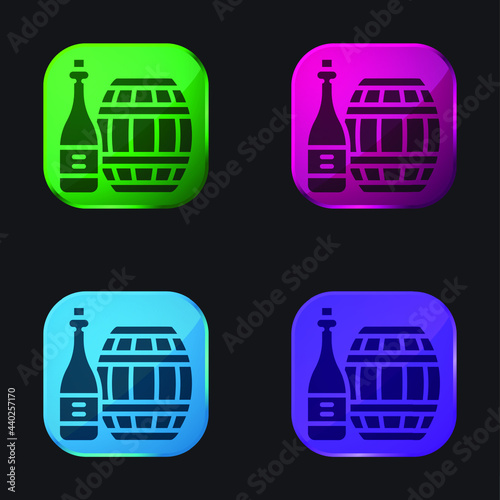 Barrel four color glass button icon