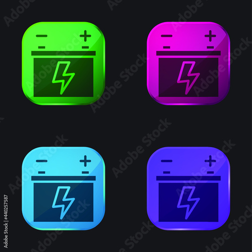 Battery four color glass button icon