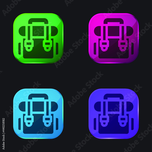 Backpack four color glass button icon