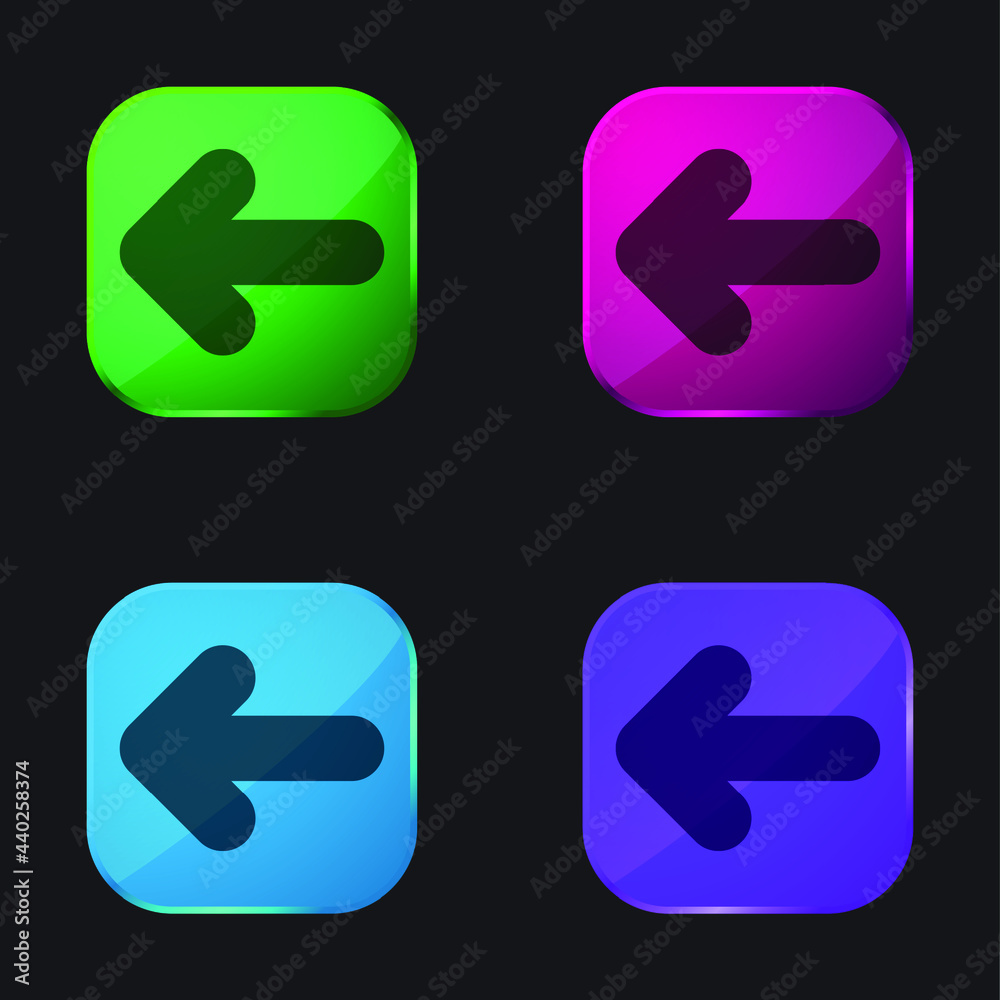 Back four color glass button icon Back four color glass button icon