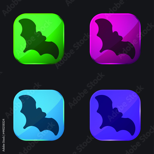 Bat four color glass button icon
