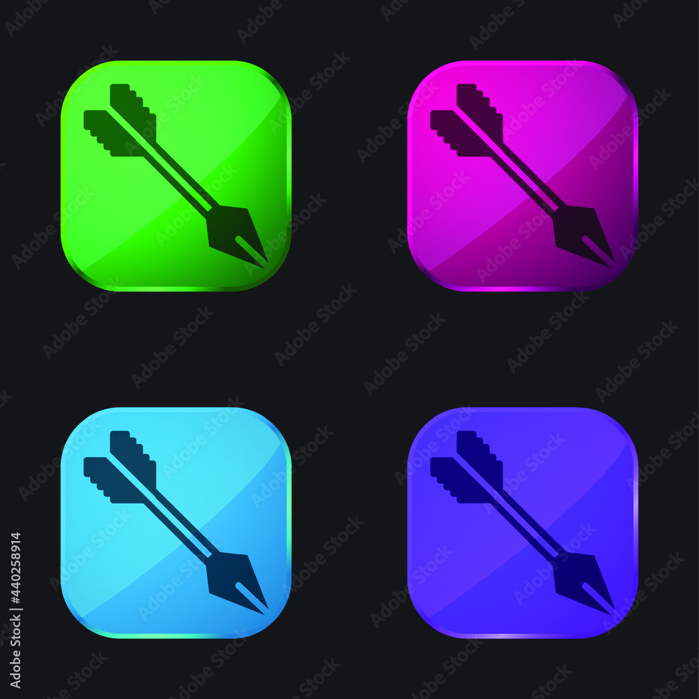 Arrow four color glass button icon Arrow four color glass button icon