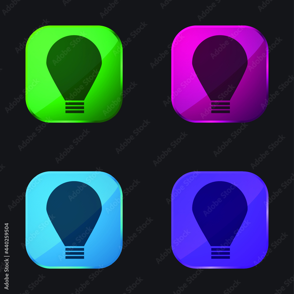 Big Light Bulb four color glass button icon Big Light Bulb four color glass button icon