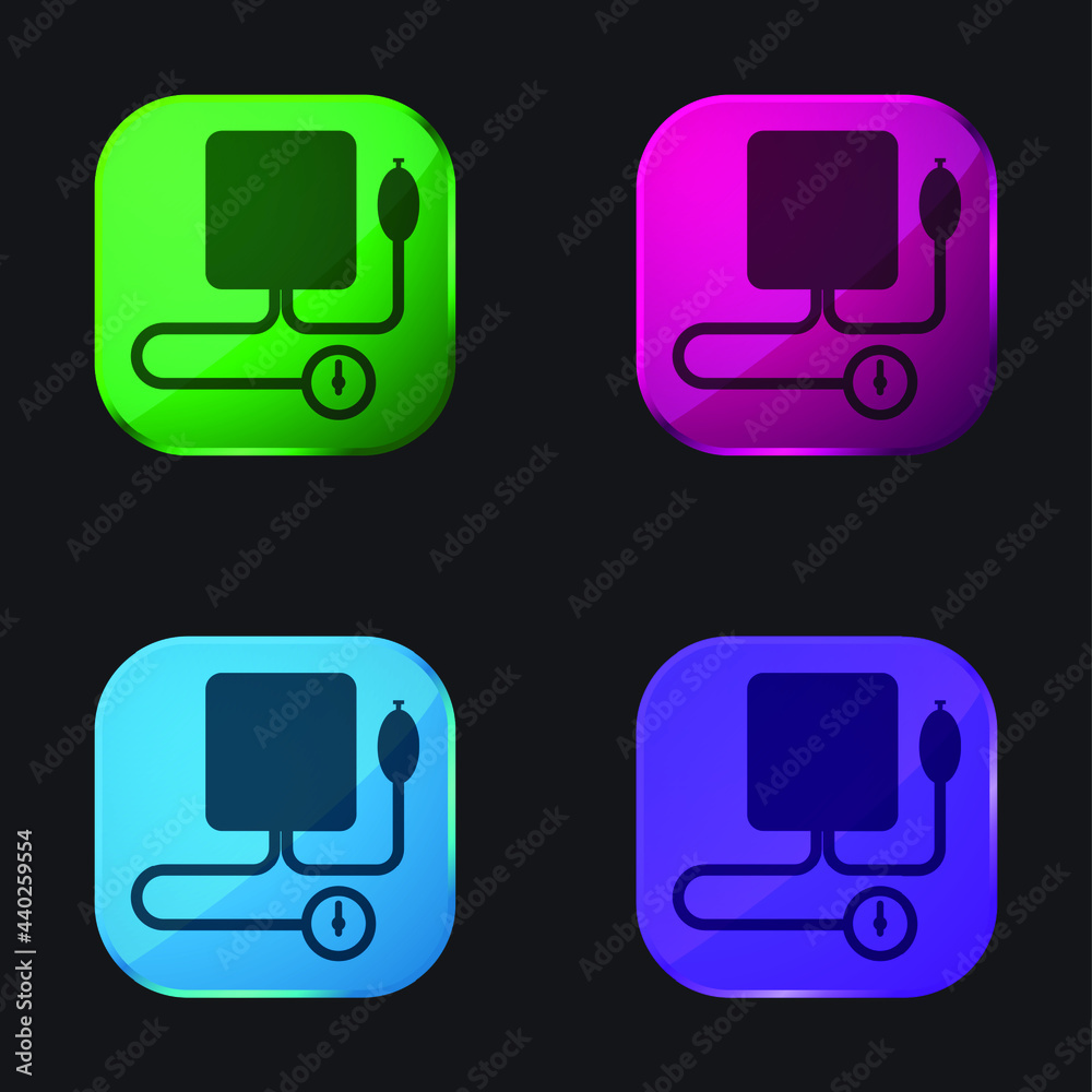 Blood Pressure Gauge four color glass button icon Blood Pressure Gauge four color glass button icon
