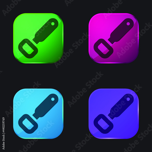 Bottle Opener four color glass button icon