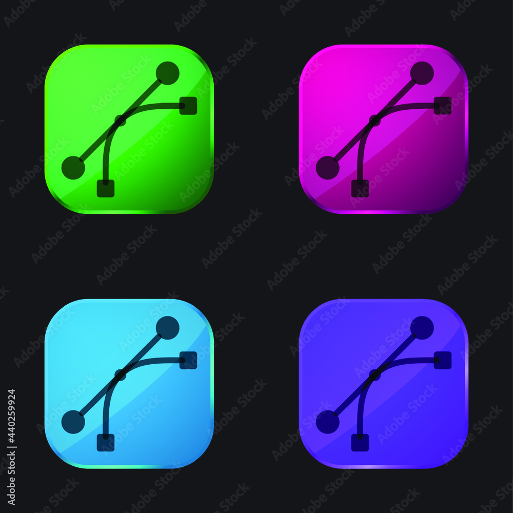 Bezier four color glass button icon Bezier four color glass button icon
