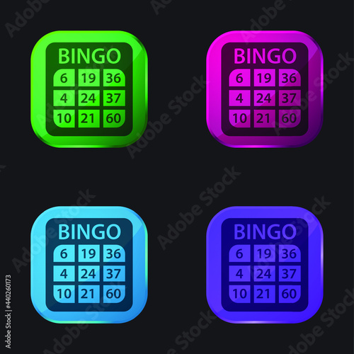Bingo four color glass button icon