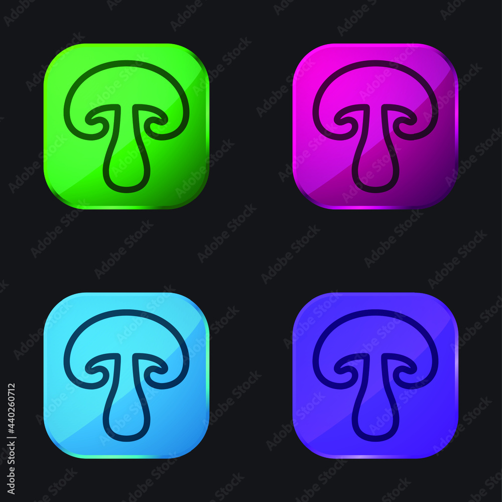 Big Mushroom four color glass button icon