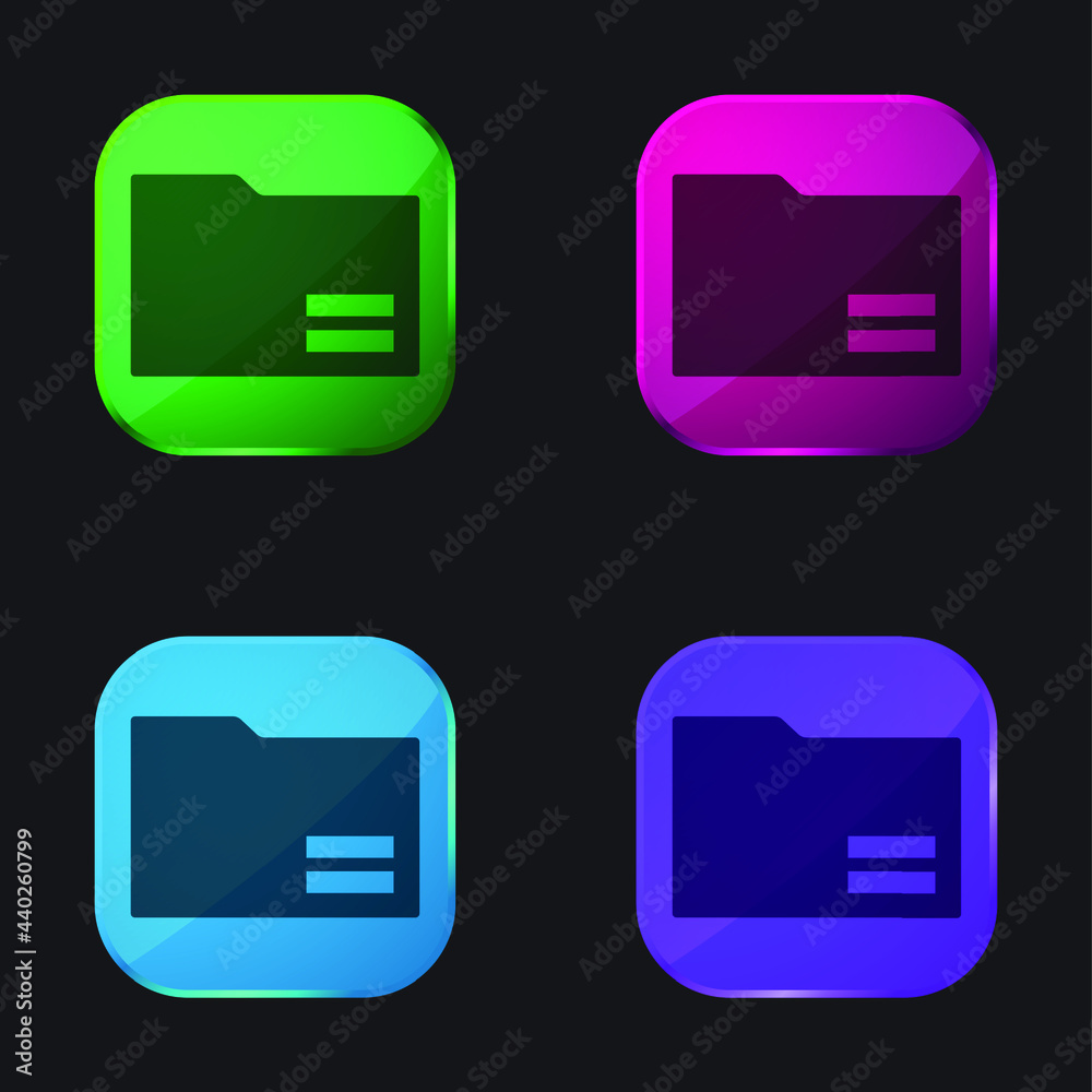 Black Folder With Equal Sign four color glass button icon Black Folder With Equal Sign four color glass button icon