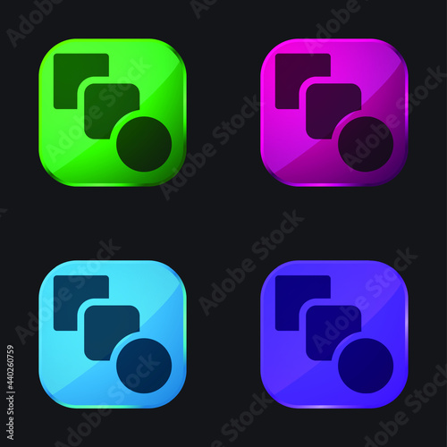 Blend four color glass button icon