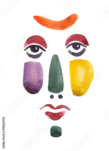 Fotografie Hand-painted watercolor face in primitivism