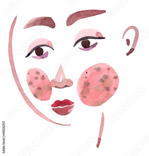 Fotografie Hand-painted watercolor face in primitivism