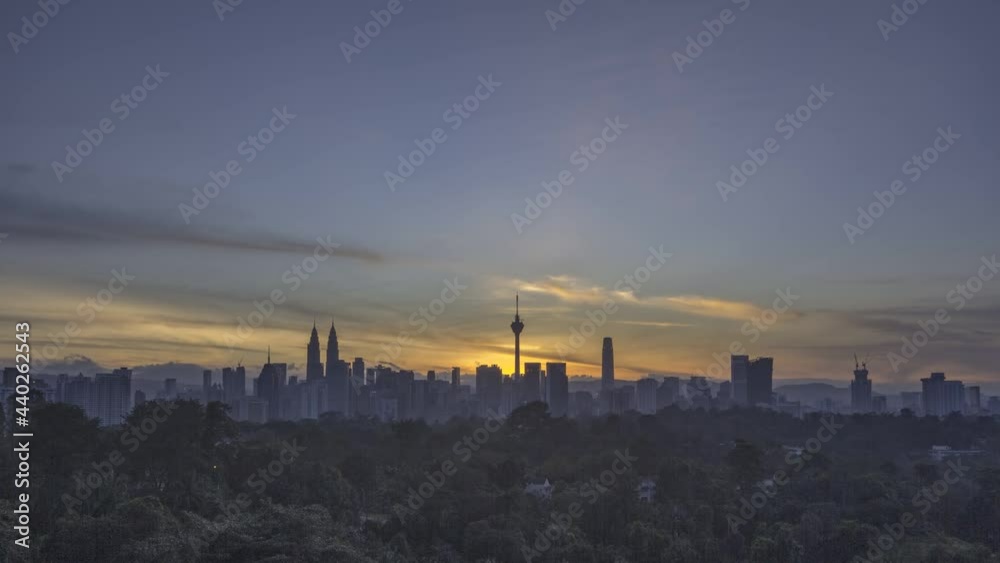 view of kuala lumpur skyline during sunrise view of kuala lumpur skyline during sunrise
