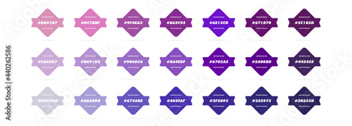 Purple pastel colour palette. Vector. Catalog samples purple in RGB HEX. Color Catalog. Vector EPS 10.