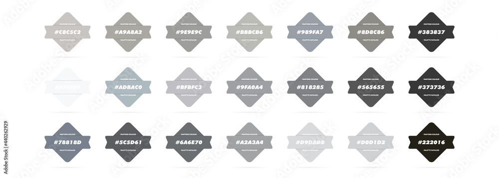 Grey pastel colour palette. Vector. Catalog samples grey in RGB HEX ...