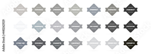 Grey pastel colour palette. Vector. Catalog samples grey in RGB HEX. Color Catalog. Vector EPS 10.