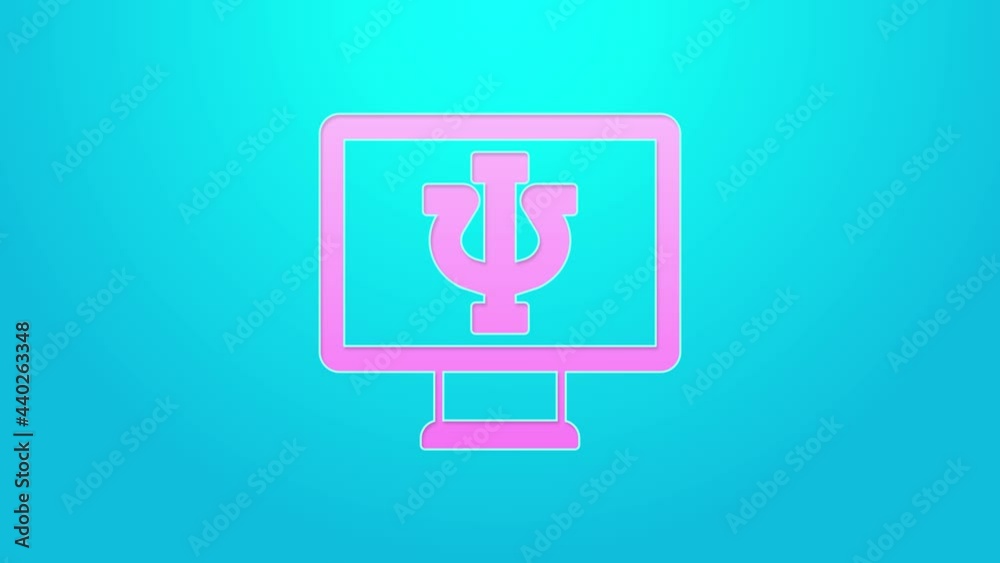 Pink line Online psychological counseling distance icon isolated on blue background. Psychotherapy, psychological help, psychiatrist online consulting. 4K Video motion graphic animation Pink line Online psychological counseling distance icon isolated on blue background. Psychotherapy, psychological help, psychiatrist online consulting. 4K Video motion graphic animation
