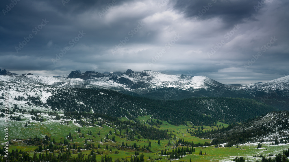 Summer snowy mountains of Ergaki Nature Park