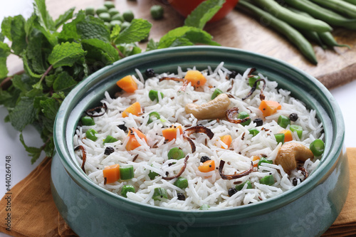 Vegetable pulao, Indian lunch