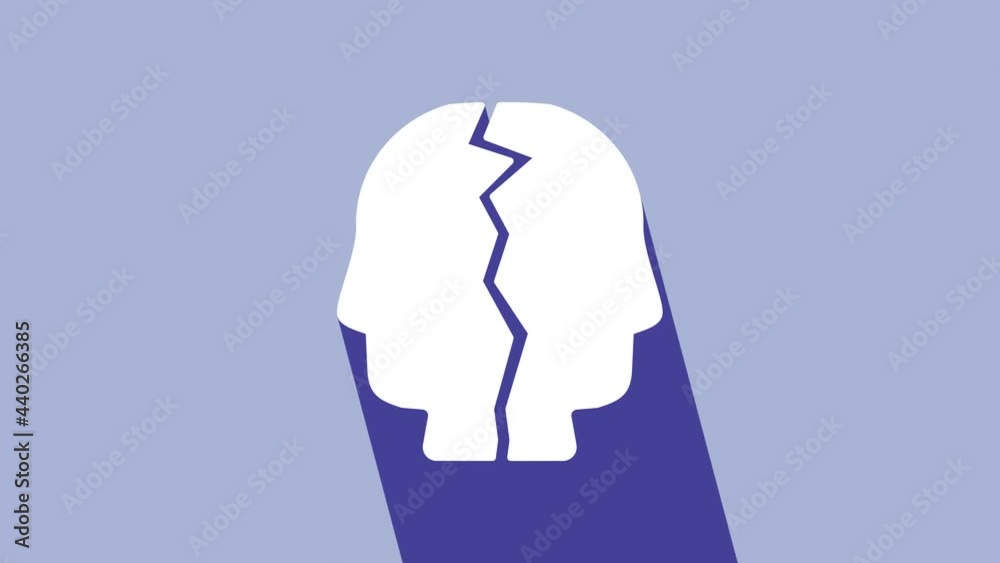 White Bipolar disorder icon isolated on purple background. 4K Video motion graphic animation White Bipolar disorder icon isolated on purple background. 4K Video motion graphic animation