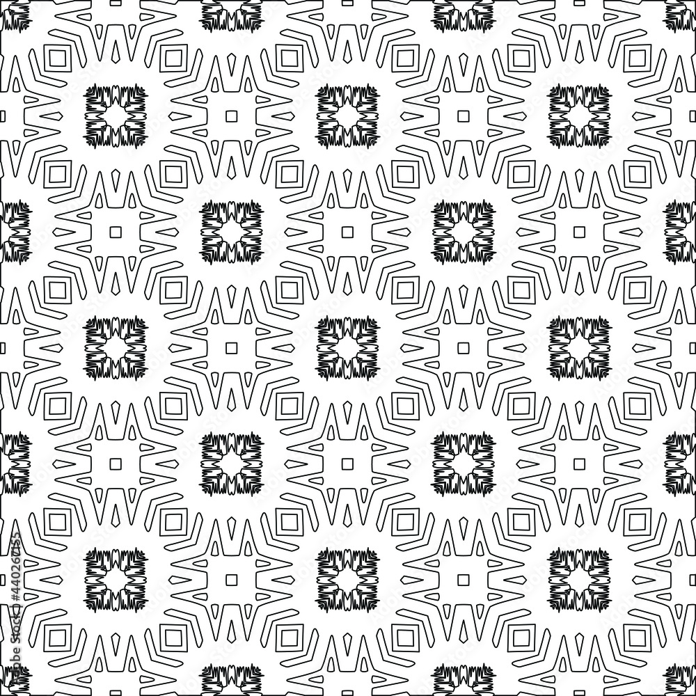 floral pattern background.Geometric ornament for wallpapers and backgrounds. Black and white pattern. 
