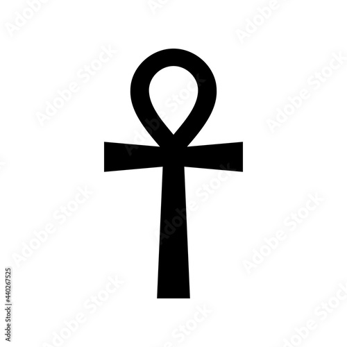 Coptic cross Ankh. Ancient Egyptian religious symbol. The key of life. Monochrome vector illustration isolated on white background