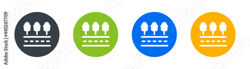 Road with trees on the sideway icon. Street symbol. Vector illustration