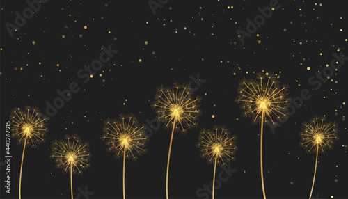 golden dandelion flower seeds background
