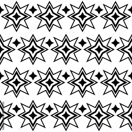 Eight rays ornament. Vector simple stars pattern with eight rays.